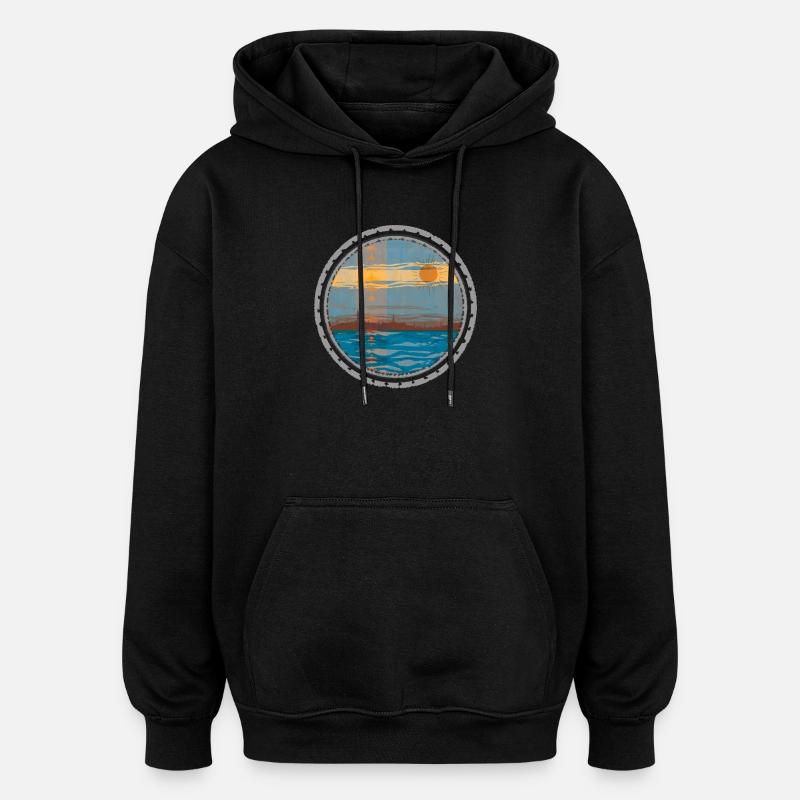 Coucher de soleil sur l’eau - Sweat à capuche oversize unisexe - noir