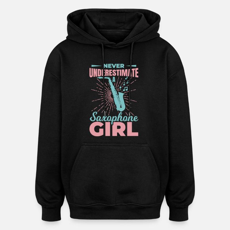 Saxophonistin - Oversized Unisex Hoodie - Schwarz