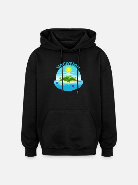 Tropical island idyll beach design - Oversized Unisex Hoodie - black