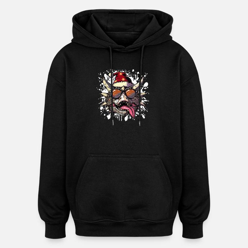 Dinosaure stégosaure Noël drôle - Sweat à capuche oversize unisexe - noir