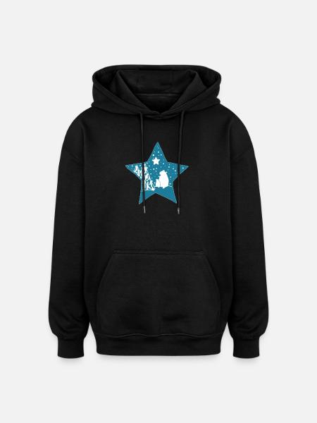 Eisbaer_im_Stern - Oversized Unisex Hoodie - black