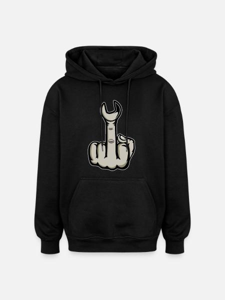 Middle Finger Stinger Finger Wrench - Oversized Unisex Hoodie - black