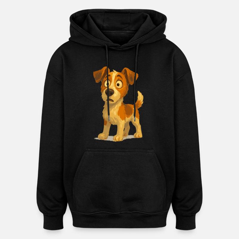 Jack Russell Terrier émerveillé - Sweat à capuche oversize unisexe - noir