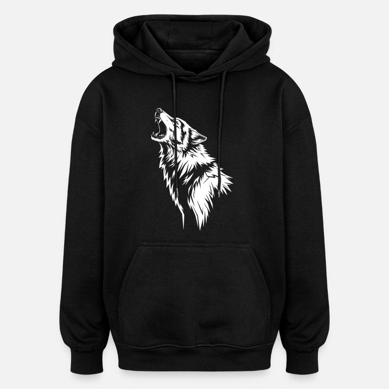 Howling wolf in silhouette - Oversized Unisex Hoodie - black