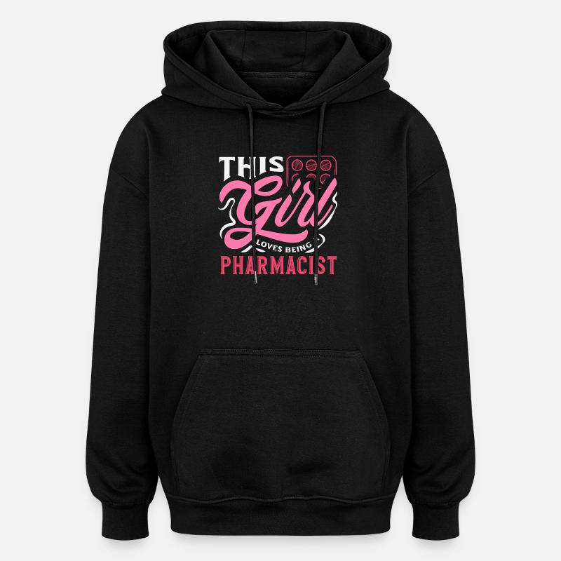 Cette fille adore être pharmacienne - Sweat à capuche oversize unisexe - noir