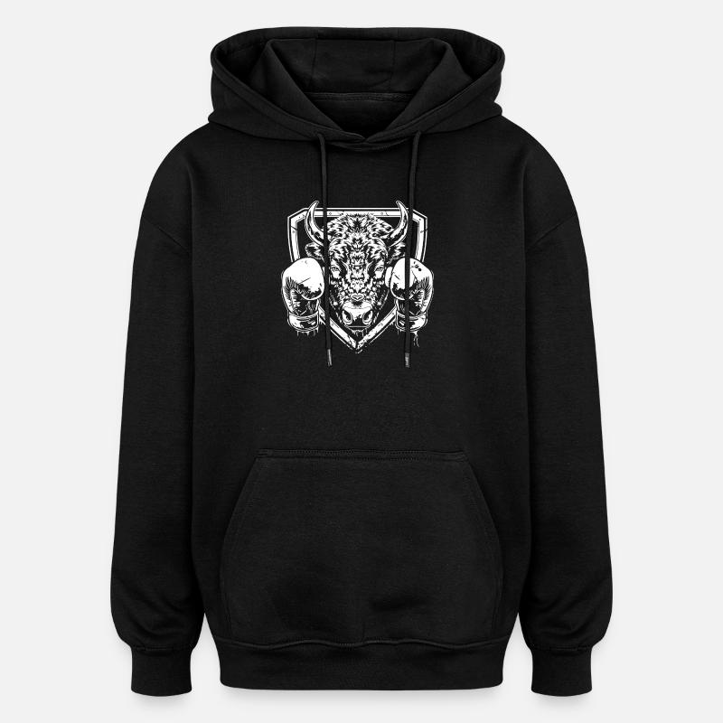 Bison Boxing MMA - Sweat à capuche oversize unisexe - noir
