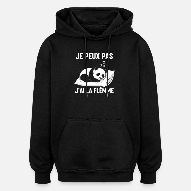 I Can't I'm Lazy - Oversized Unisex Hoodie - black