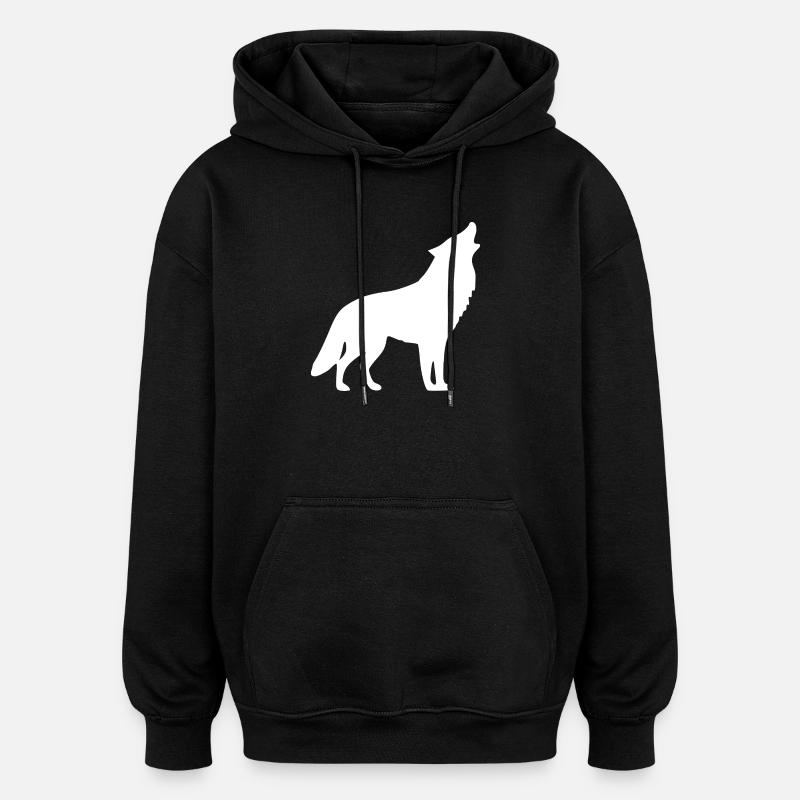 Heulender Wolf weiß  - Oversized Unisex Hoodie - Schwarz
