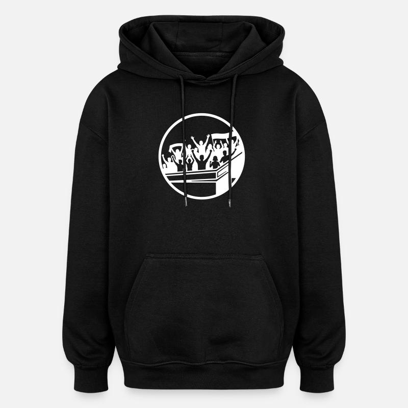 Silhouette du stade des supporters - Sweat à capuche oversize unisexe - noir