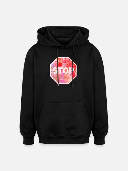 Grunge-Stoppschild - Oversized Unisex Hoodie - Schwarz