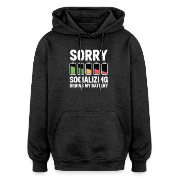Witz über geselliges, erschöpftes Introvertiertes - Oversized Unisex Hoodie - Anthrazit - Vorne - Noah (186cm)