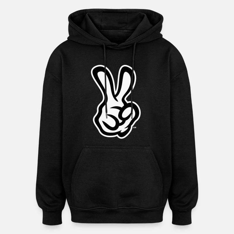 Segnali di Vittoria (Mano Destra / NEG / 2C) - Felpa con cappuccio unisex oversize - nero