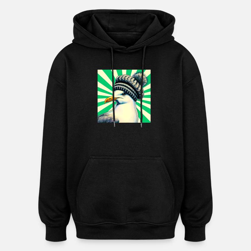 mouette - Sweat à capuche oversize unisexe - noir