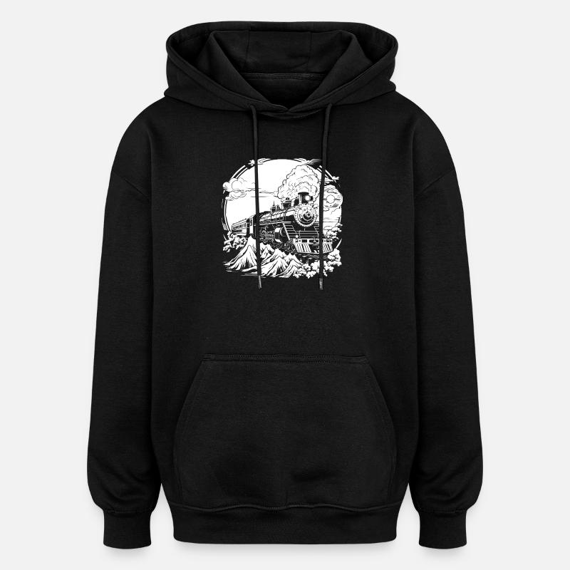 Chemin de fer - Sweat à capuche oversize unisexe - noir