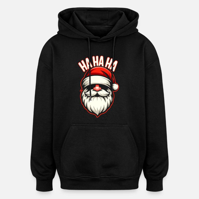 Santa Laugh HAHA Design - Sweat à capuche oversize unisexe - noir