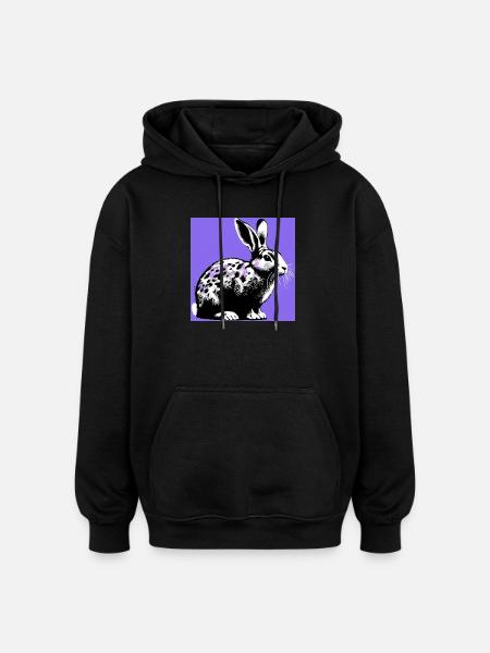 lapin - Sweat à capuche oversize unisexe - noir