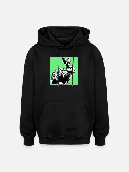 lapin - Sweat à capuche oversize unisexe - noir