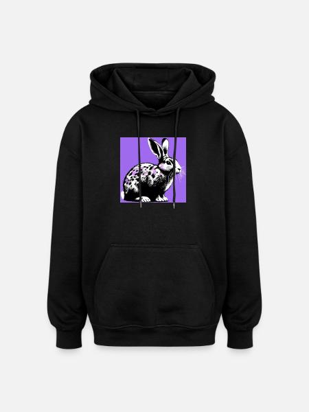 Kaninchen - Oversized Unisex Hoodie - Schwarz