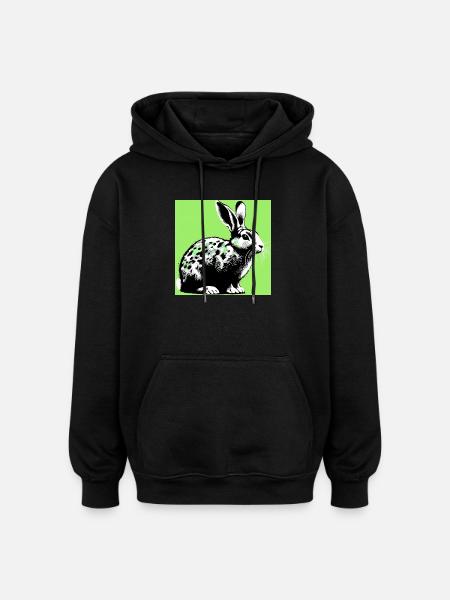 lapin - Sweat à capuche oversize unisexe - noir