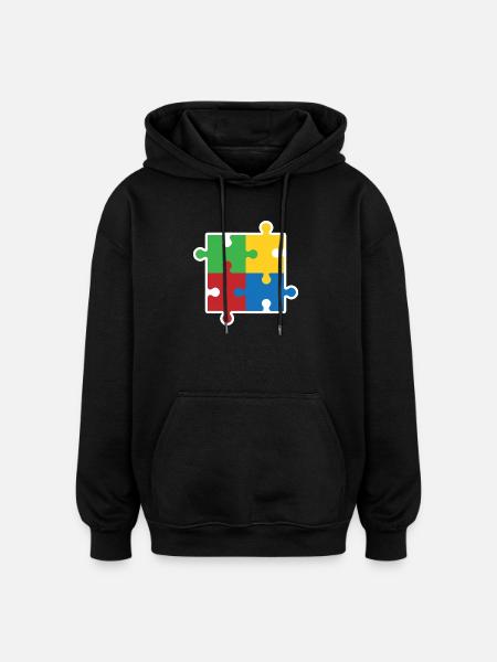 Autism Puzzle Icon - Oversized Unisex Hoodie - black