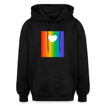 Regenbogen Farbverläufe Farben Herz - Oversized Unisex Hoodie - Schwarz - Vorne - Noah (186cm)
