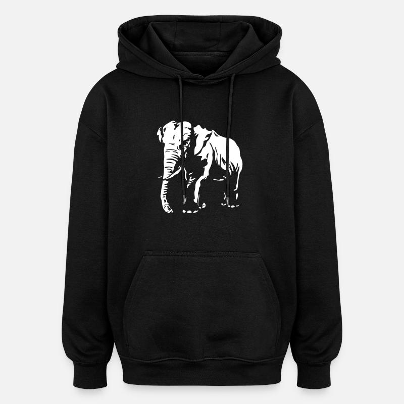 Elephant - Elefant - Oversized Unisex Hoodie - Schwarz