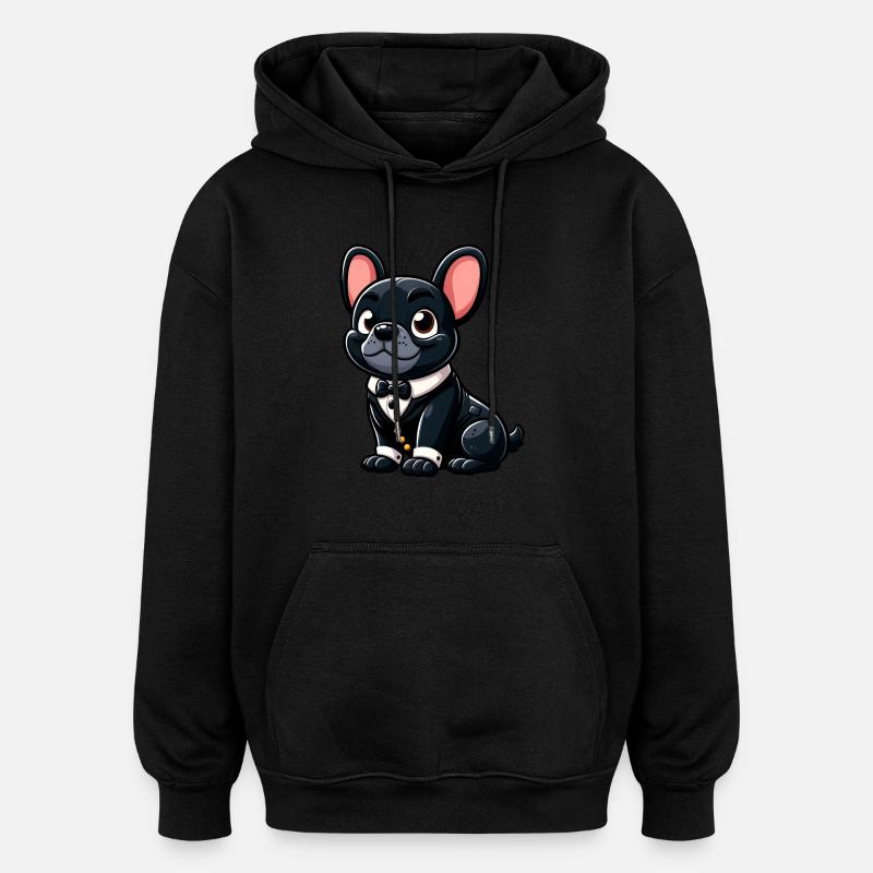 bouledogue français chic - Sweat à capuche oversize unisexe - noir