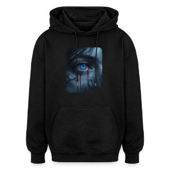 Geheimnisvolles Blaues Auge - Oversized Unisex Hoodie - Schwarz - Vorne - Noah (186cm)