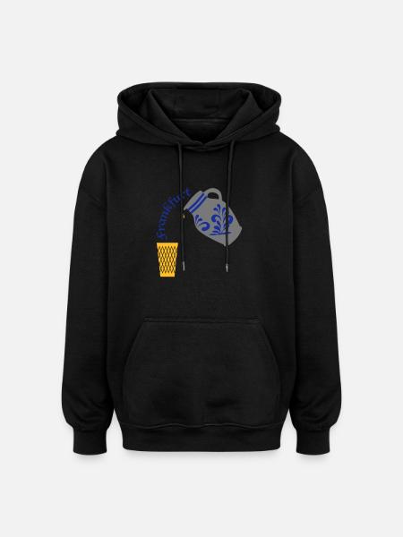 Frankfurt Bembel Gerippte - Oversized Unisex Hoodie - Schwarz