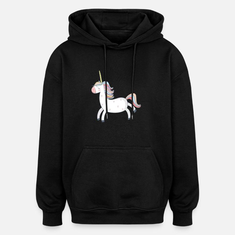 Licorne - Sweat à capuche oversize unisexe - noir
