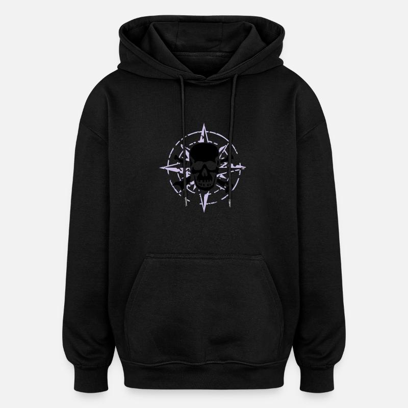 windrose_skull_02_a_2c - Sweat à capuche oversize unisexe - noir