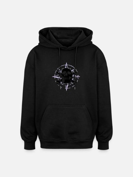 windrose_skull_02_d_3c - Sweat à capuche oversize unisexe - noir