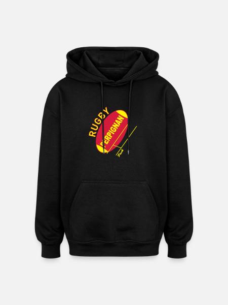 rugby perpignan - Sweat à capuche oversize unisexe - noir