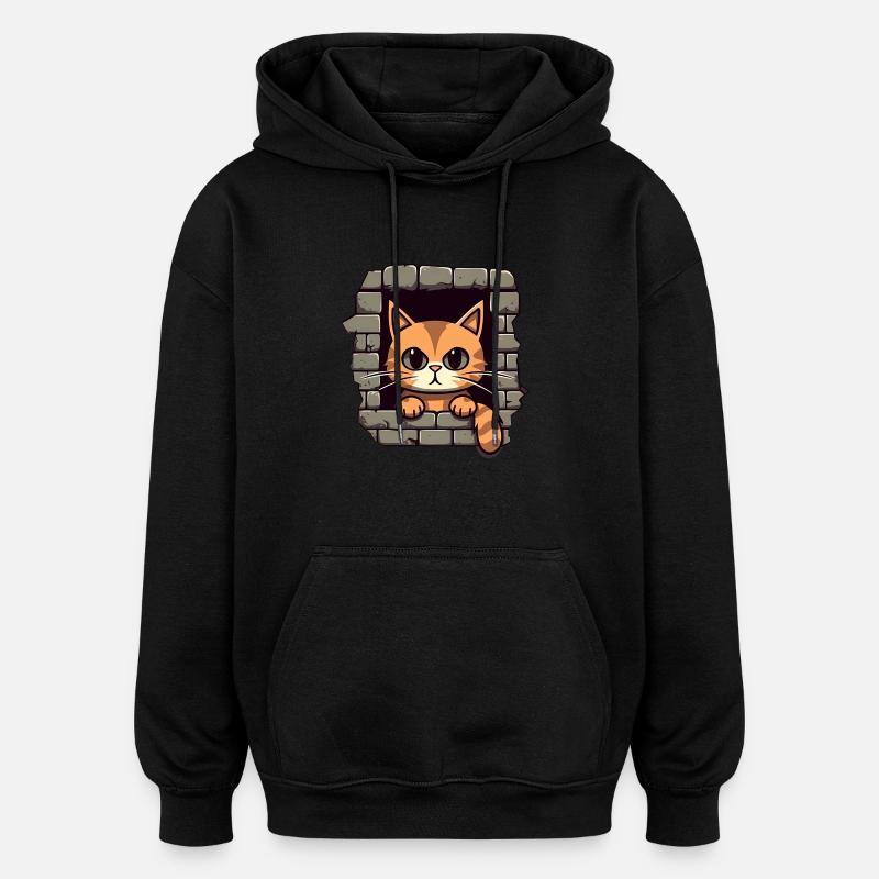 Chat mignon - Sweat à capuche oversize unisexe - noir