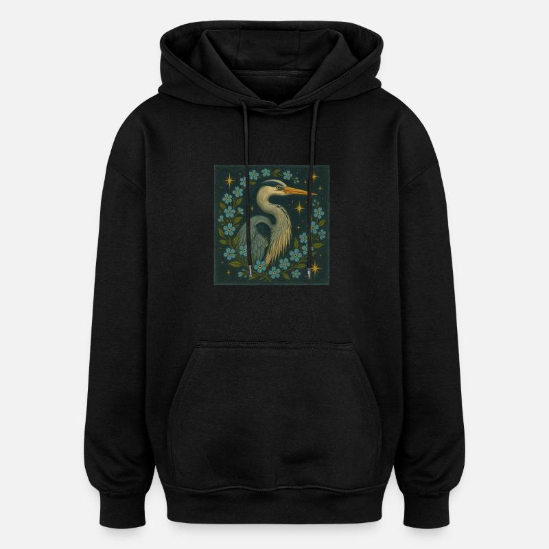 Grand Héron - Sweat à capuche oversize unisexe - noir