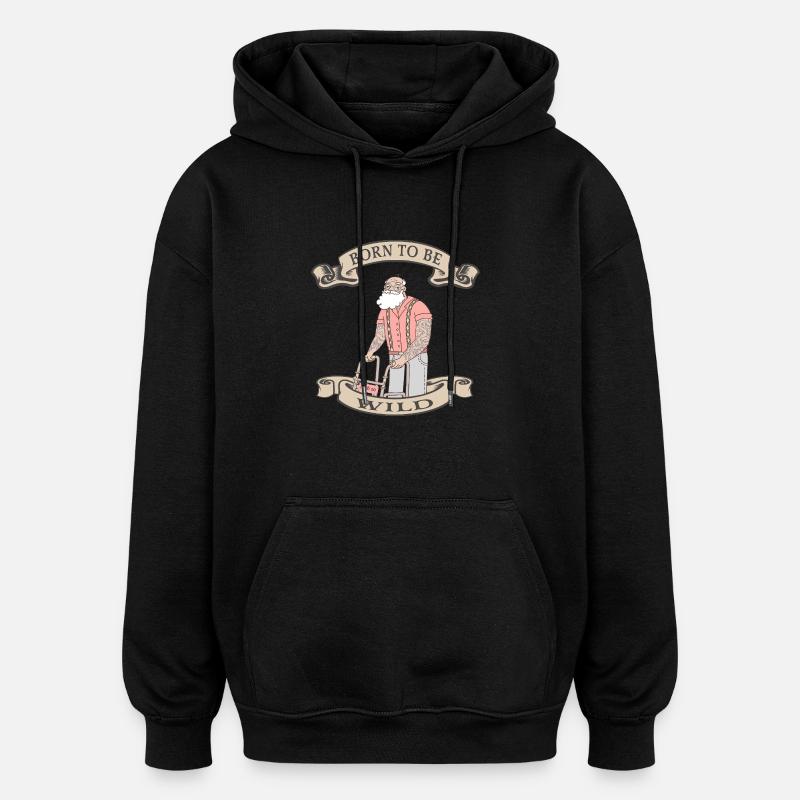 Aîné actif avec déambulateur - Sweat à capuche oversize unisexe - noir