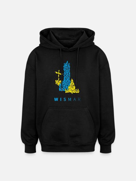 Wismar triangle Illustration blue yellow - Oversized Unisex Hoodie - black