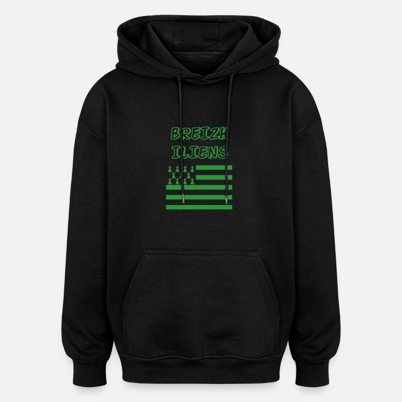 Breizhiliens - Sweat à capuche oversize unisexe - noir