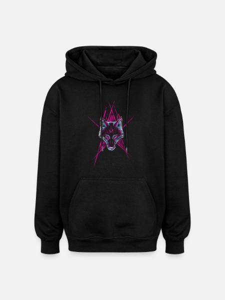 Wolf Start - Sweat à capuche oversize unisexe - noir