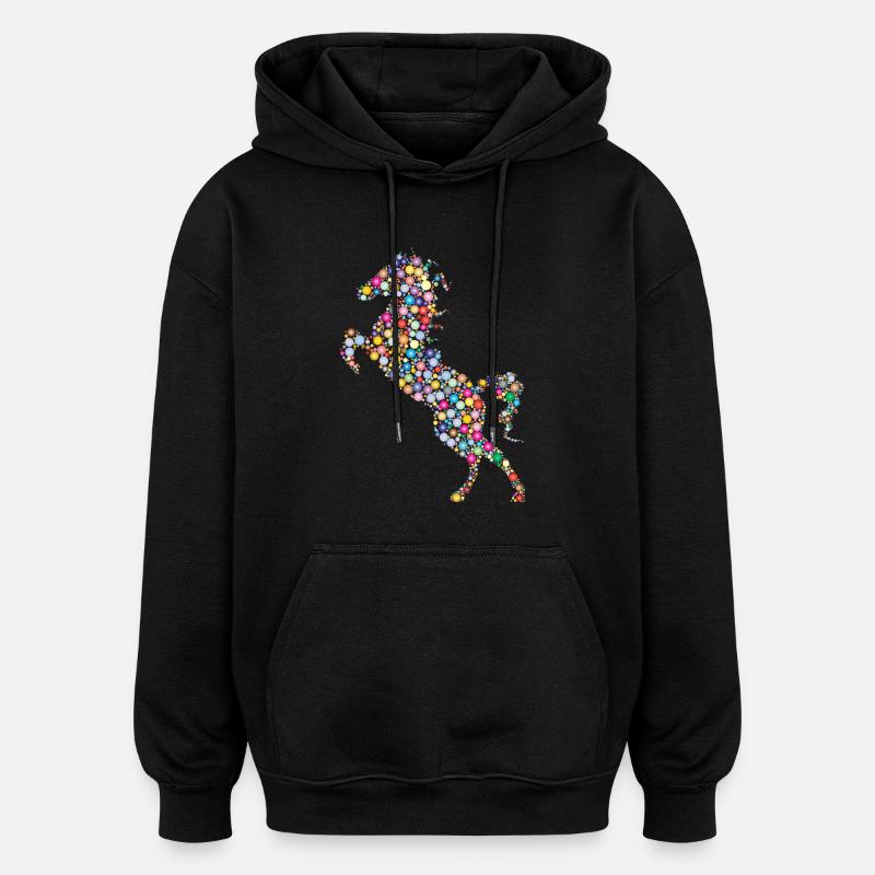 Pferd - Oversized Unisex Hoodie - Schwarz