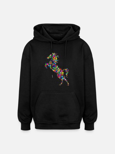 Cheval - Sweat à capuche oversize unisexe - noir