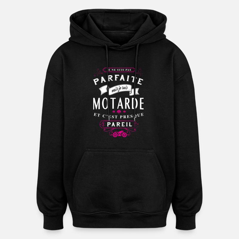 Motarde Parfaite - Sweat à capuche oversize unisexe - noir