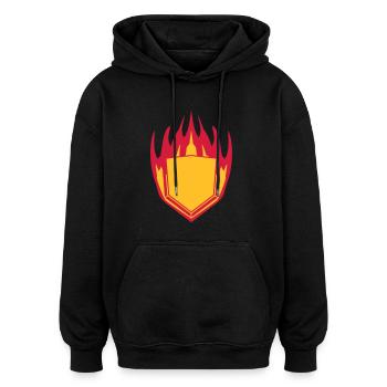 feu chaud flammes bouclier angulaire emblème emblè - Sweat à capuche oversize unisexe - noir - Devant - Noah (186cm)