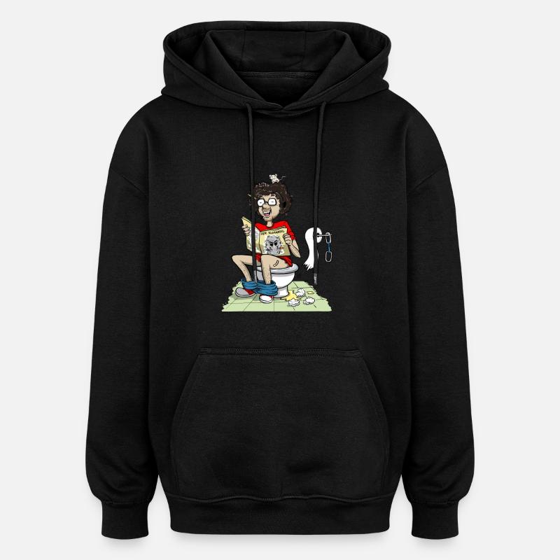 Zeitungslesen auf dem Klo - Oversized Unisex Hoodie - Schwarz