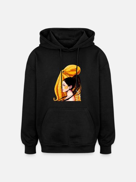 Yellow-ringed octopus - Sweat à capuche oversize unisexe - noir