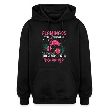 Les flamants roses sont un oiseau rose mignon génial - Sweat à capuche oversize unisexe - noir - Devant - Noah (186cm)