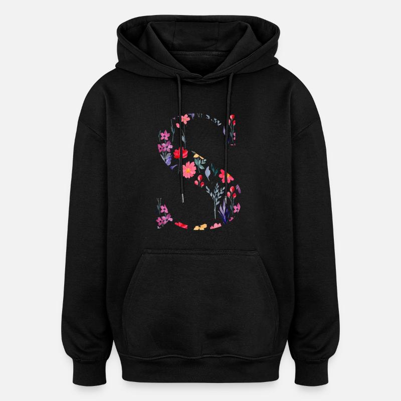 Personalisierte Blumenbuchstaben - Geschenkidee - Oversized Unisex Hoodie - Schwarz
