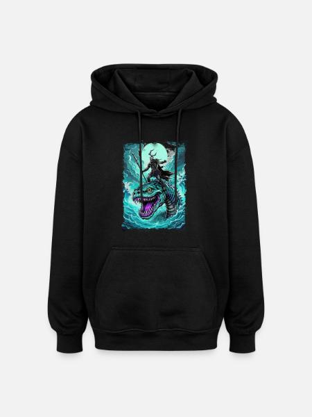 Skeletal Sea Monster - Oversized Unisex Hoodie - black