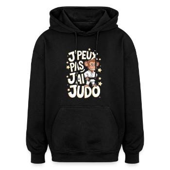 J' peux pas j'ai judo - Sweat à capuche oversize unisexe - noir - Devant - Noah (186cm)