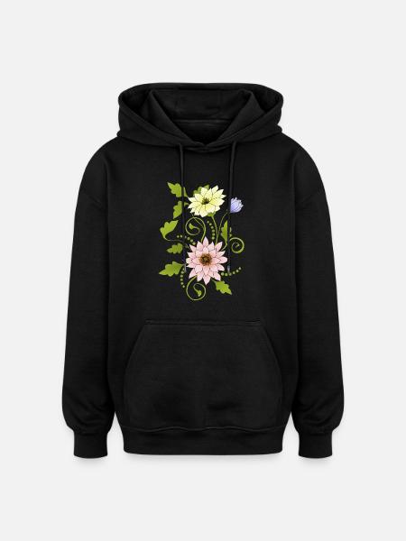 Flowers - Oversized Unisex Hoodie - black